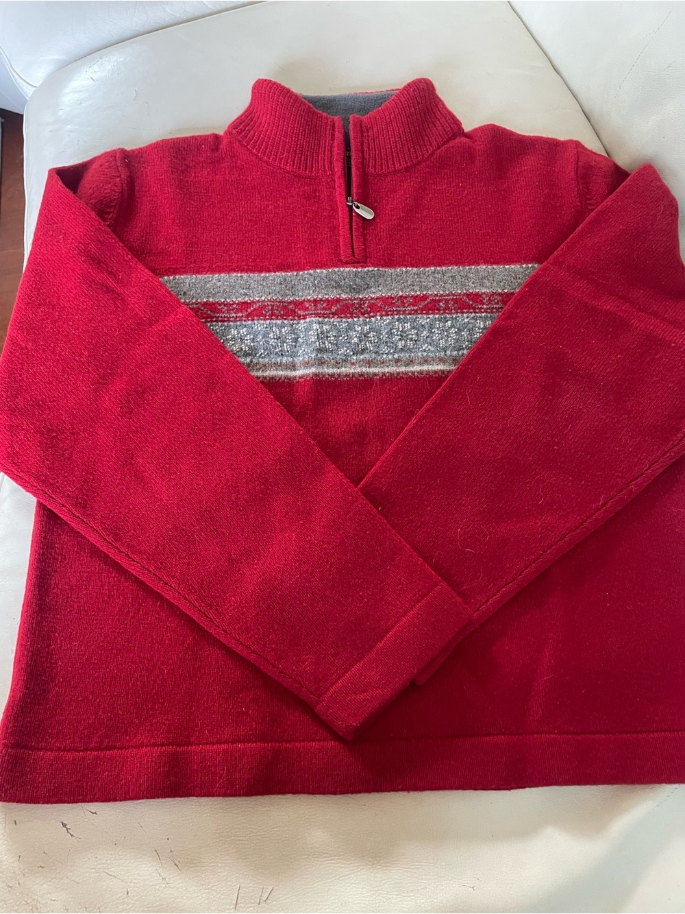 Woolrich Womens Ruby Red Sweater 1/4 Zip - Lambswool Fair Isle Nordic Icelandic!